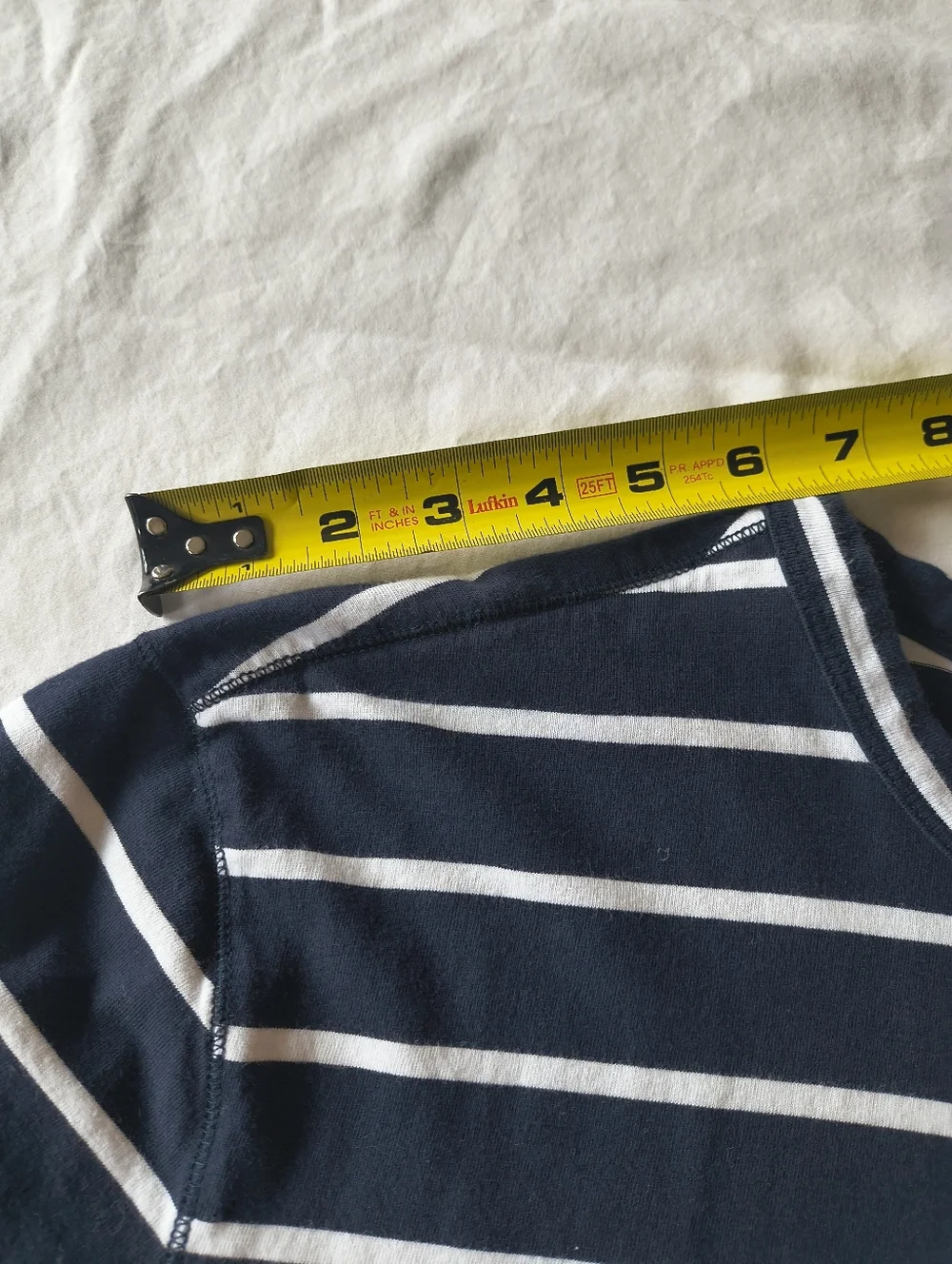 Banana Republic Navy and White Striped Crew Neck Tee Size Xl